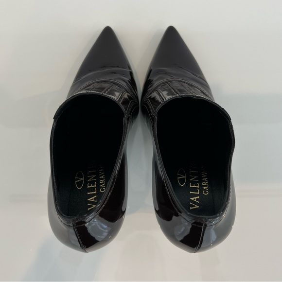 VALENTINO GARAVANI BROWN PATENT LEATHER ANKLE BOOTS SIZE IT 38 / US 8 - Picture 12 of 15